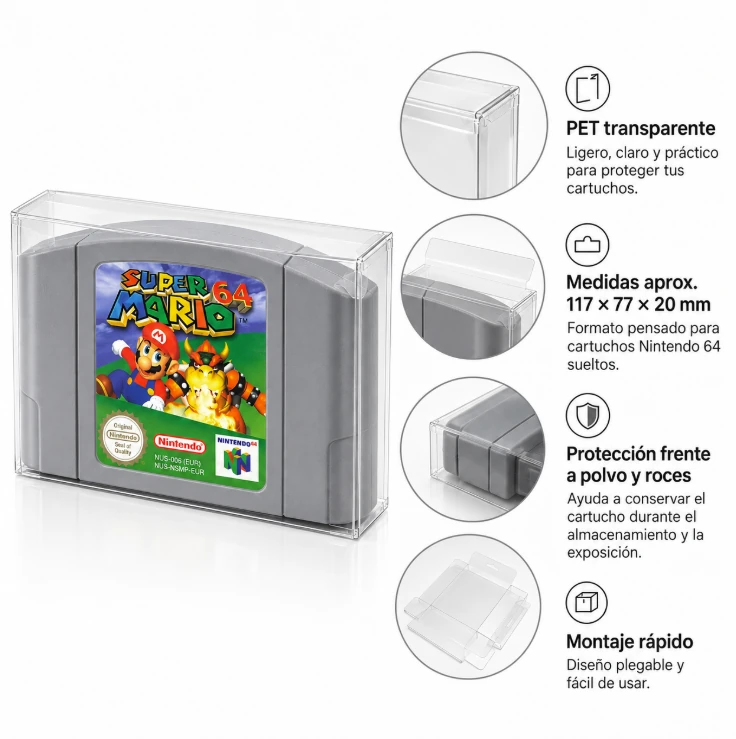 Características protectores PET Nintendo 64 sueltos