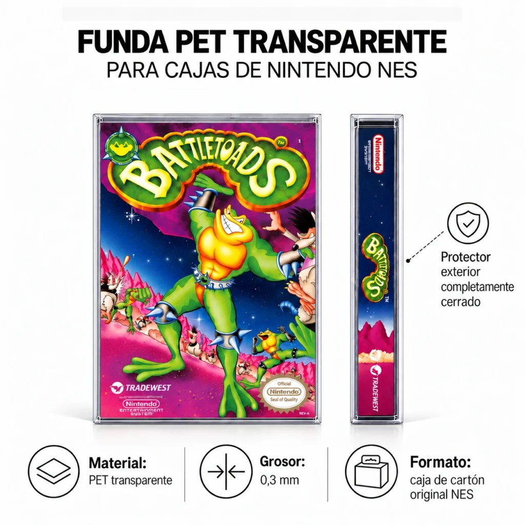 Funda pet transparente para cajas de nintendo NES
