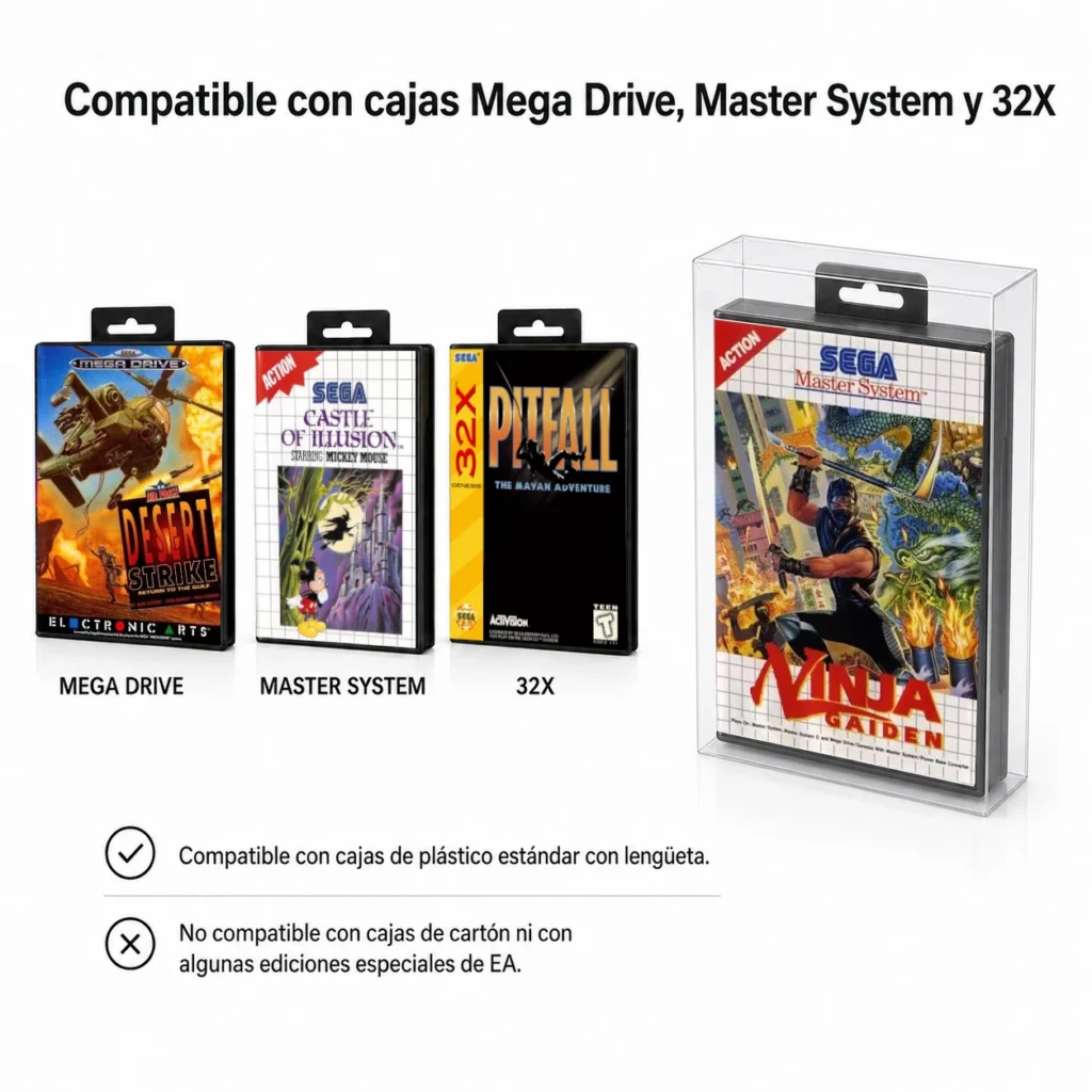 Compatibilidad protector PET Mega Drive Master System y Sega 32X