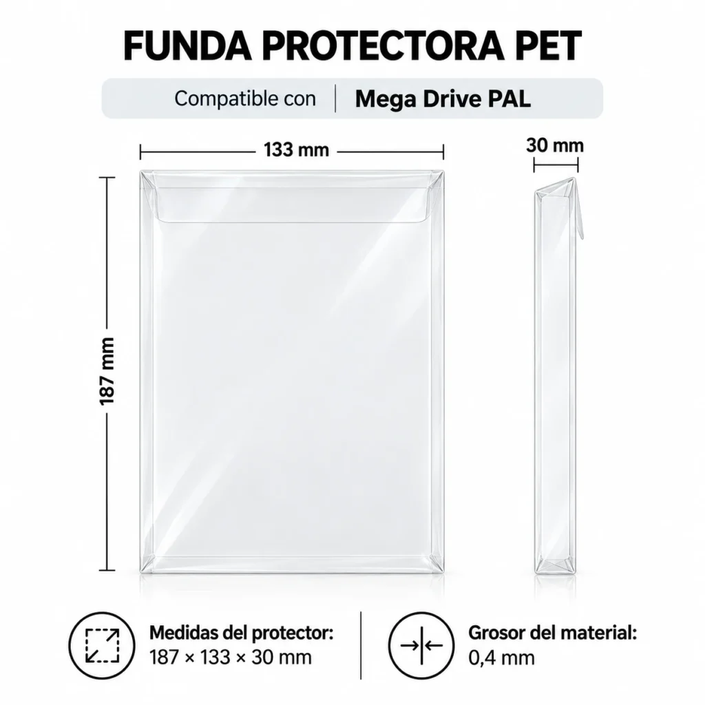 Funda protectora PET para Mega Drive
