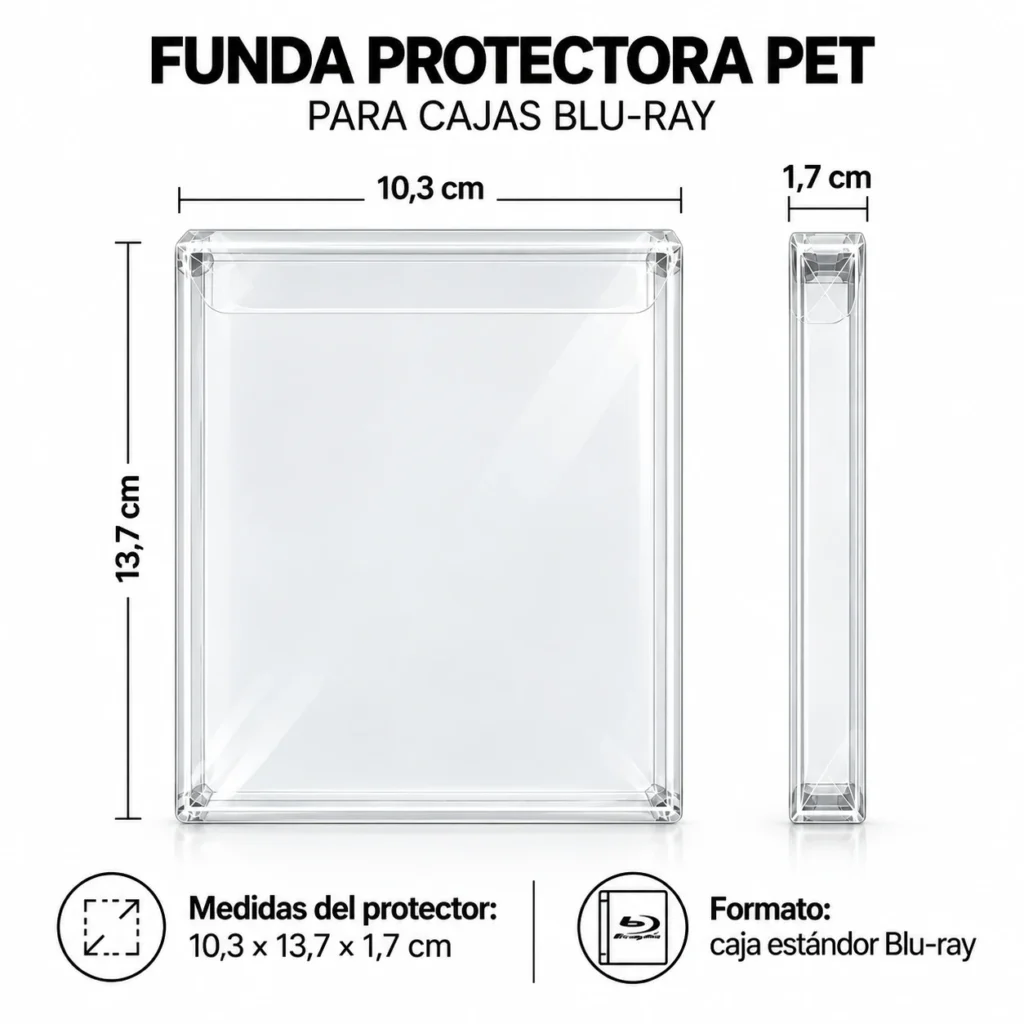 Funda protectora pet cajas blu-ray medidas