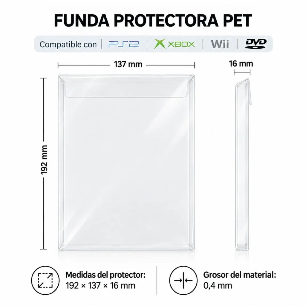 Funda PET ps2 xbox wii dvd