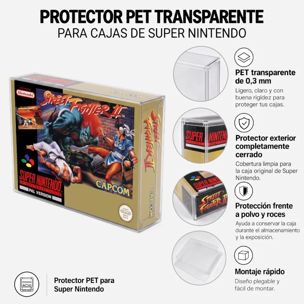 Protector PET transparente Super Nintendo