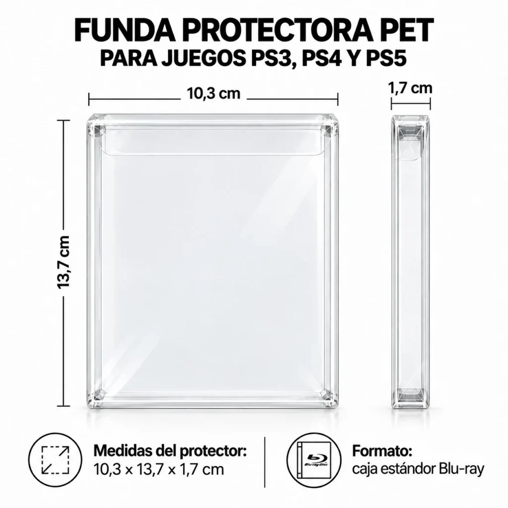 funda protectora cajas juegos ps3 ps4 ps5 medidas