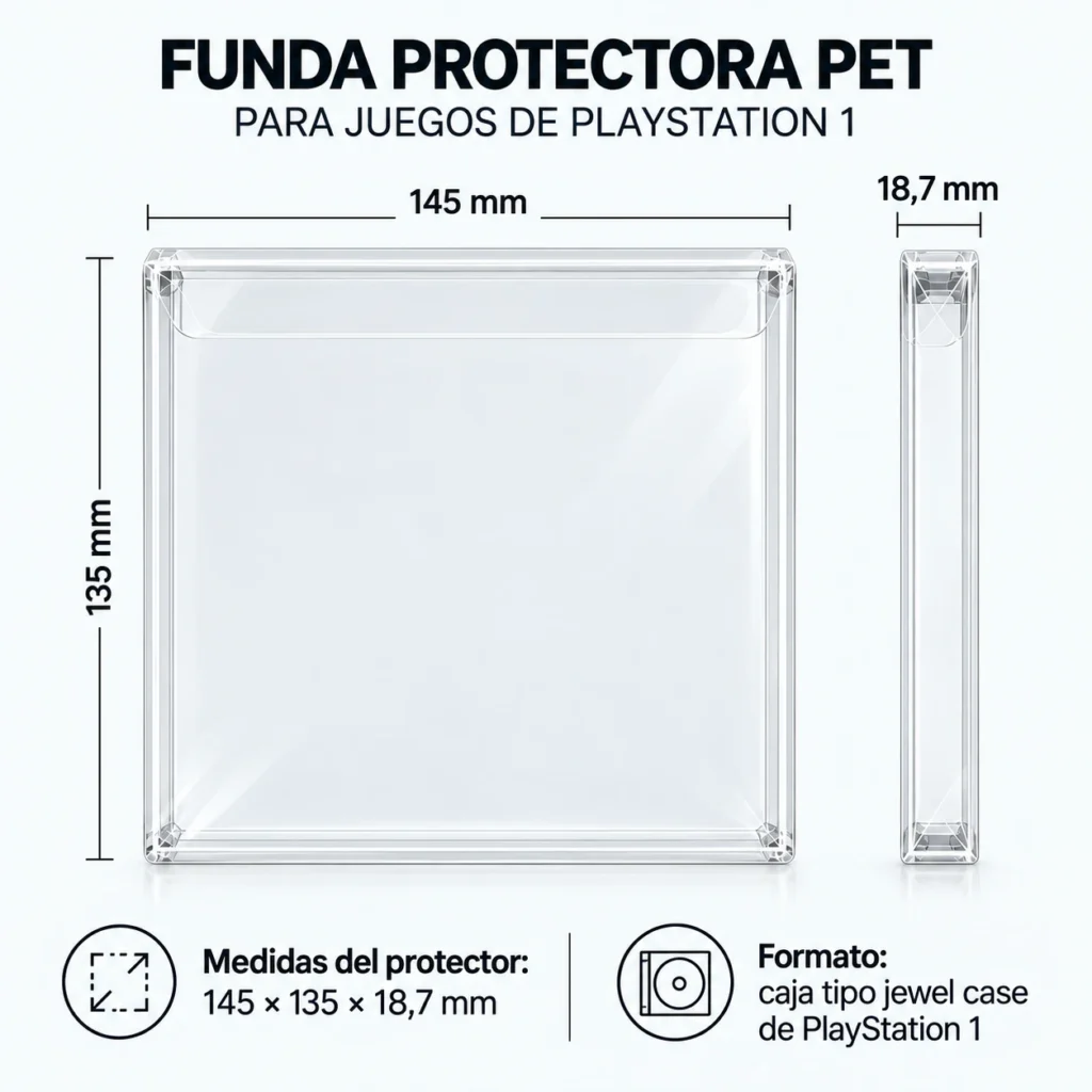 Funda protectora PS1 medidas