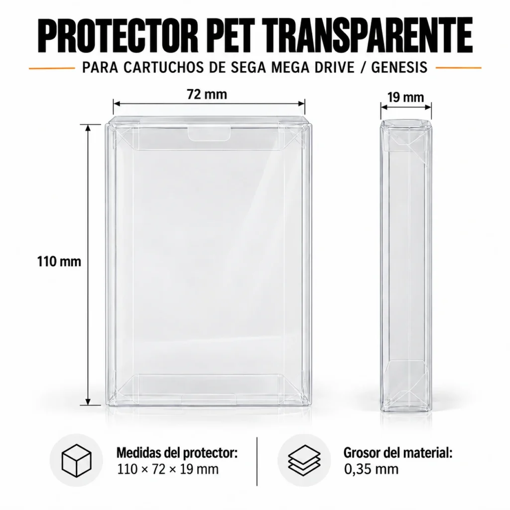 protector-pet-transparente cartuchos sega mega drive medidas
