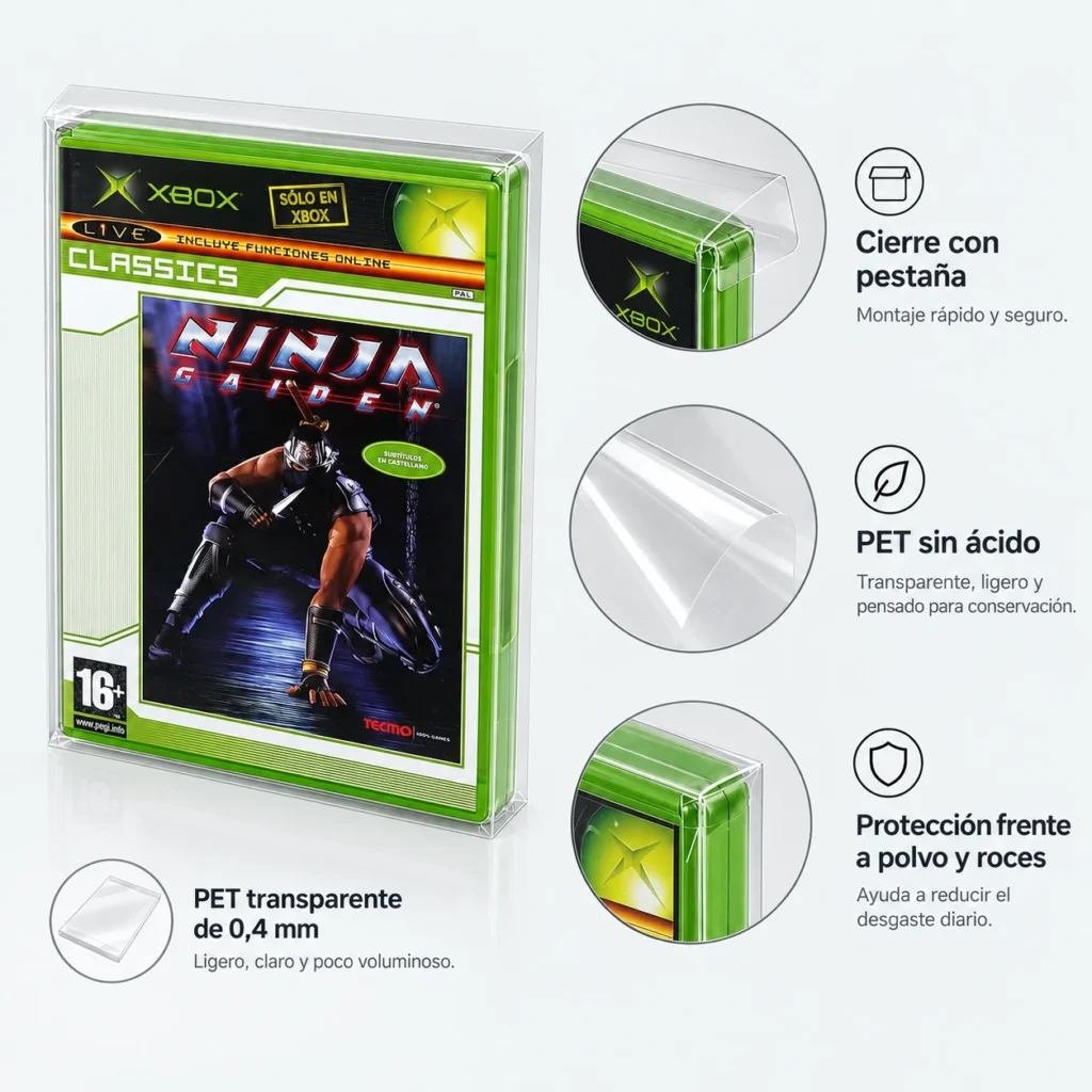 Protector PET para juegos Xbox clásica